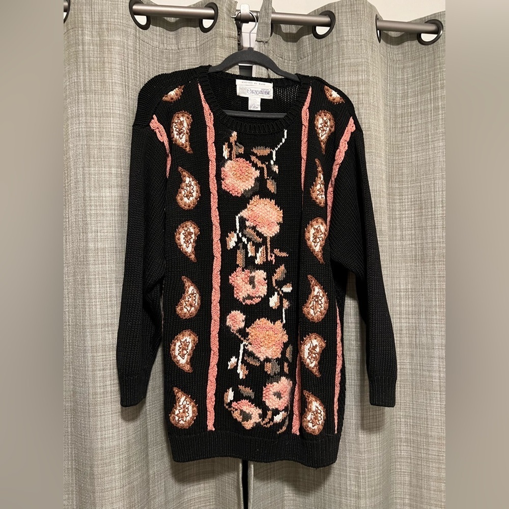 Vintage Black Floral Sweater